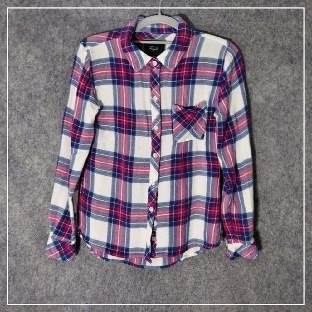 Rails Shirt Women XS Plaid Flannel Button Long Sleeve Pocket Coastal Western